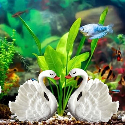 PetzLifeworld Mini Swan (4 * 4 * 3 Cm) Landscape Miniature Toys for Decoration, Fairy Garden Decorations Ornament Resin Craft White (Pack of 5)