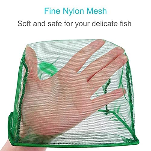 Petzlifeworld Pack of 2 (4 inch & 6 inch) Green Square Shape Long Handle Aquarium Fish Tank Fishing Net