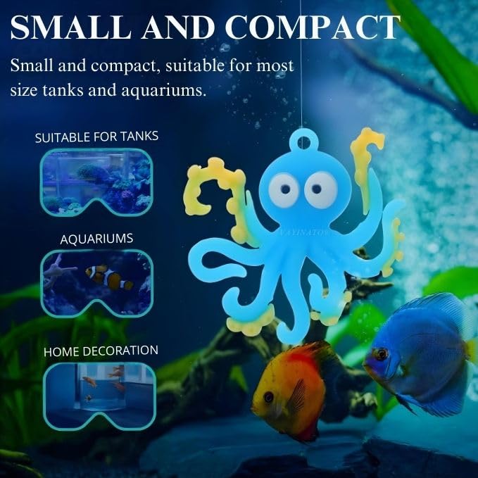 Petzlifeworld 1 Pcs Cute Floating Octopus (Blue) Fish Tank Decorations | Aquarium Floating Marine Animal World of Tanks Indoor Decor Floating Marine Animal Statue