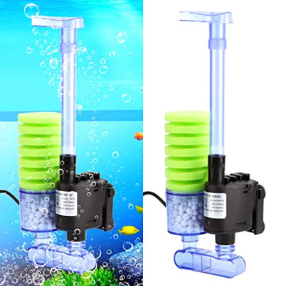 Xinyou XY-2901 Aquarium Green Sponge Filter with Pump and Bio Filter Media | 5W | 450L/H | Single Vertical Sponge)