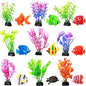 PetzLifeworld Aquarium Fish Tank Decorative Artificial 4 inch Small Plants and Plastic Fish (9 Plants + 9 Fish) Random Plants and Fish