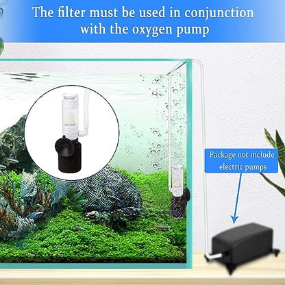 Petzlifeworld Aquarium Mini Sponge Filter Biochemical Sponge Filters, Ultra Quiet Air Filter with Air Tubing Internal Purifier for Fish Tank Oxygen Increasing and Cycle