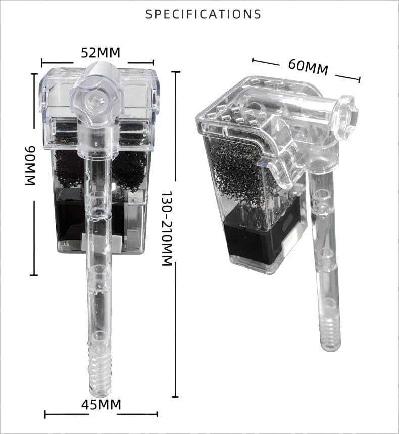 Petzlifeworld MB-400 | 2.5W | 250L/Hr Mini Compact Transparent Hang On Filter