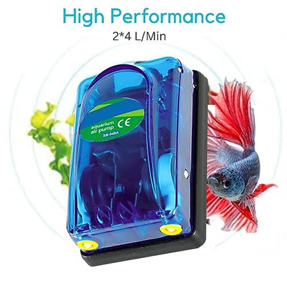 SOBO (SB-648A) Energy Saving Design Air Pump for Aquarium Fish Tank with Free 3 Meter Air Tube, 2 Air Stone and 2 Check Valve | Double Outlet | Power : 5W | Output : 2 * 4L/Min