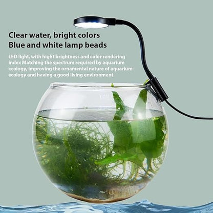 Petzlifeword Clip On Aquarium LED Light | 360* Flexible VAYINATO LY-307 | 6.4W | Fit for 1~2 Feet Tank