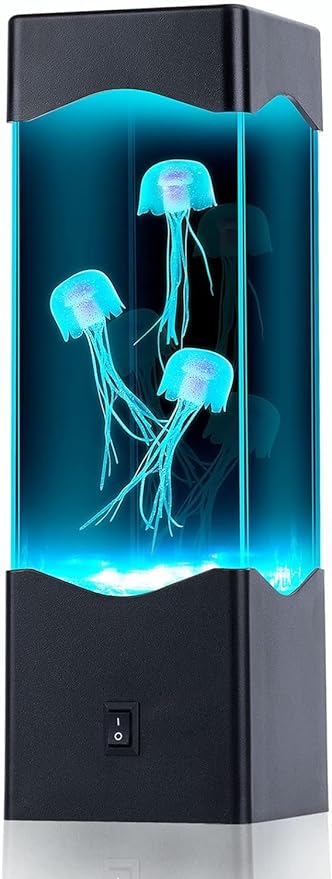 Petzlifeworld Jelly Fish Volacano Lamp Fish Tank – Multi-Color Aquarium Night Light for Room, Office, or Desktop Decor - Virtual Ocean Experience for Pressure Relief - USB/Battery Powered