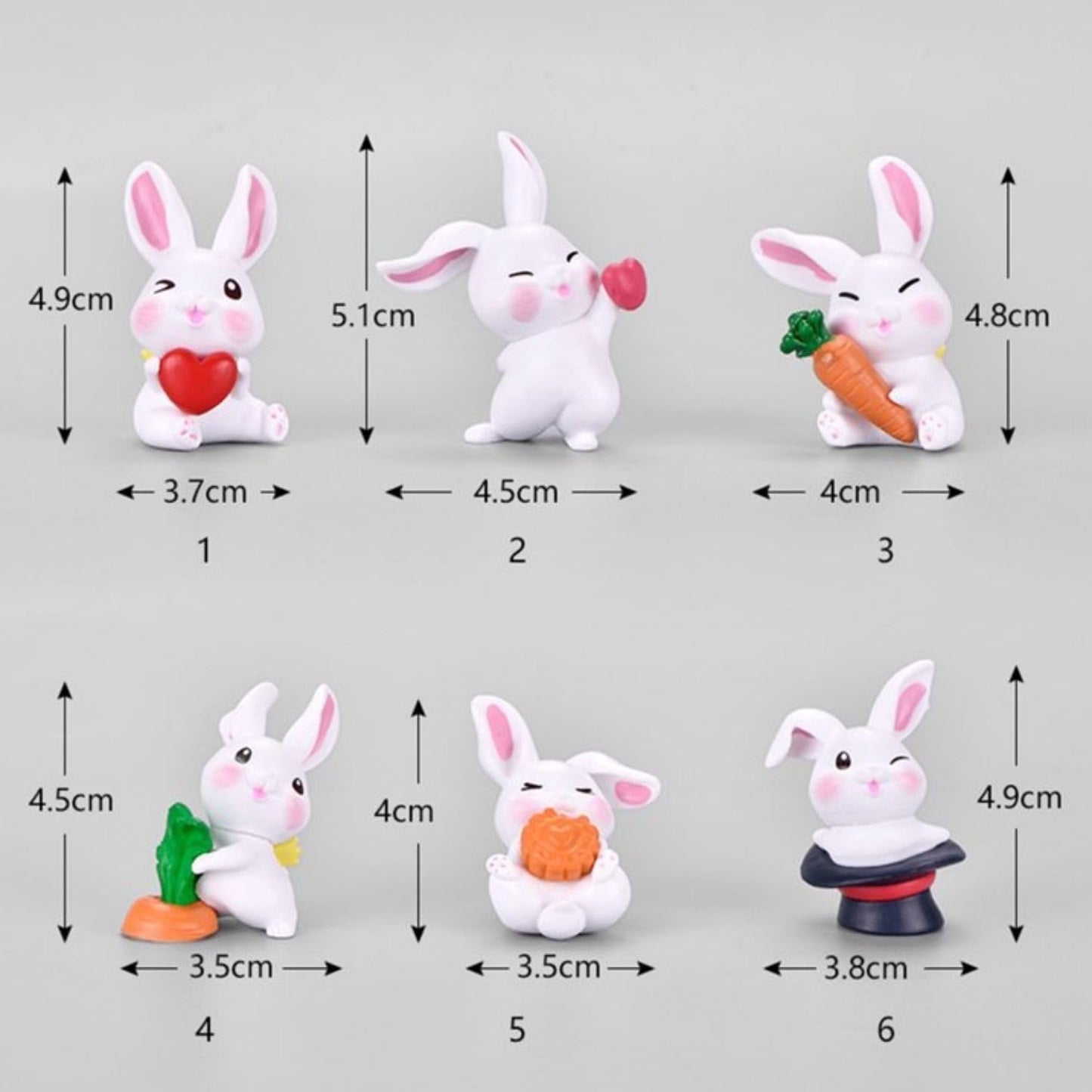 Petzlifeworld 6 Pcs Mini Cute Rabbit Figure for Aquarium Fish Tank Landscape | Car Dashboard & Desktop Decor