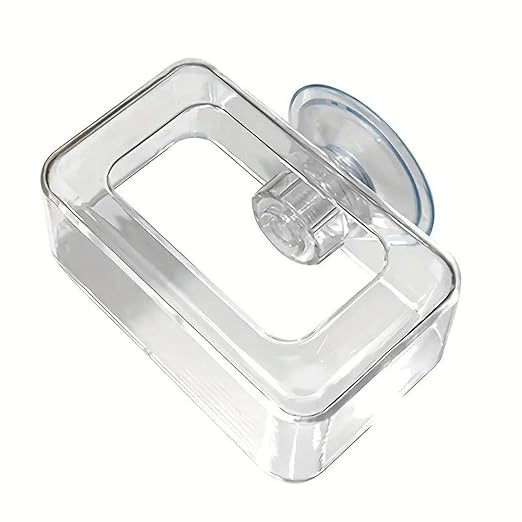 Petzlifeworld 1pc Rectangular Shaped Acrylic Fish Feeding Box with Suction Cup, Transparent Fish Feeder