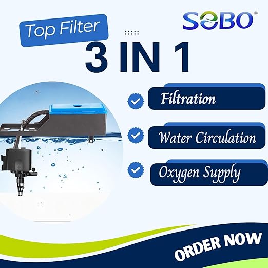 Sobo WP-1880F Aquarium Top Filter with 1 Feet Sponge | Power : 25W | Output : 880L/H