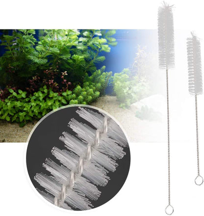 PetzLifeworld 2 Pcs White Nylon Aquarium Filter and Tube Hose Cleaning Brush