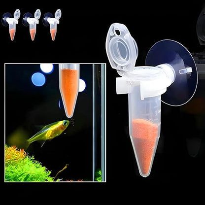 Petzlifeworld 3 Pcs Artemia Feeding Tube, Shrimp Larvae Feeder Durable Fish Feeding Feeder Tapered Funnel Feed Cup with Suction Cup