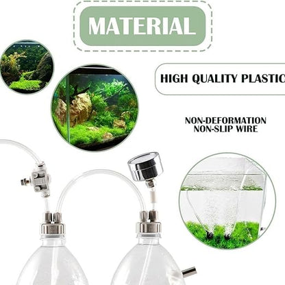 Petzlifeworld DIY CO2 Generator System Kit, DIY CO2 Aquarium Regulators, CO2 Accessories with Tube Valve Gauge Bottle Cap Kit for Aquarium Moss Plant (Baking soda+citric acid - Not Included)