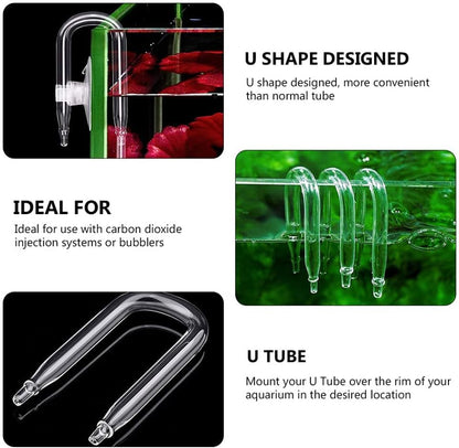 PetzLifeWorld Clear Glass U Shape Bend for Aquarium Fish Tank Air and Co2 Tube Not to Bend in Rim 15MM Suits Upto 12MM Glass (Pack of 1 U Bend)