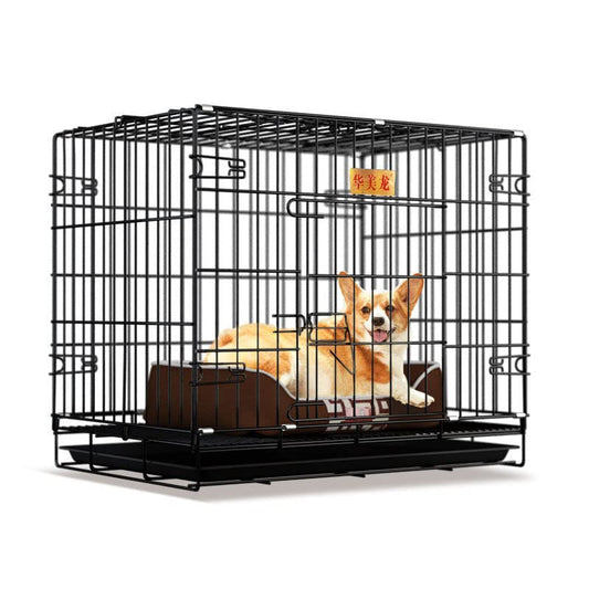 Petzlifeworld 2 Feet (24 Inch) Dog Cage with Removable Tray, Double Door Folding Dog Cage