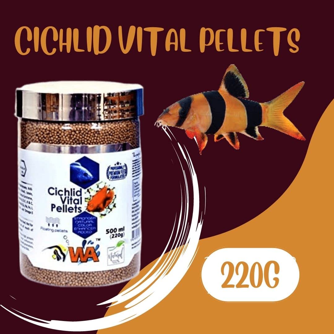 WA Cichild Vital Pellets Fish Food, 500ml (220G)