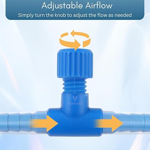 Petzlifeworld Aquarium (Blue) Air Flow Control Valve T Shaped Single Way Plastic Air Flow Control Regulator