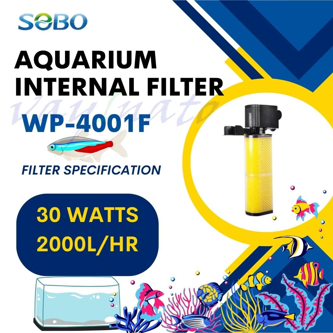 Sobo WP-4001 Aquarium Internal Filter | Power : 30W | F.Max : 3000 L/H | Upto 3 Ft Tank