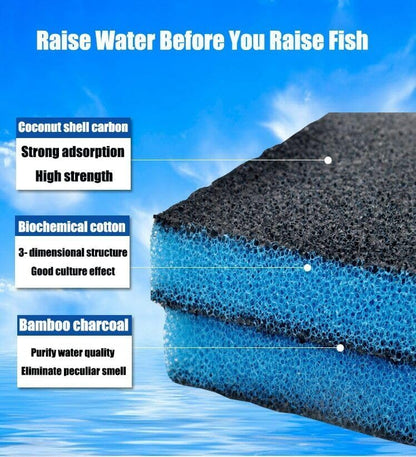 Petzlifeworld (2 Pcs) 50 * 11 * 2 Cm Activated Carbon Infused Blue Bio Chemical Sponge Filter Pad Media for Aquarium Top Filter