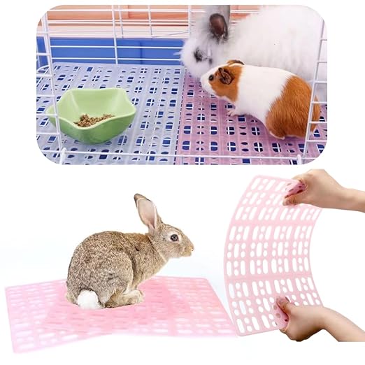 2 Pcs (34 * 25 Cm) Pet Cage Mat for Rabbit, Guinea Pig, Hamster – Waterproof Plastic Feet Pads | Non-Slip Resting Floor Mats for Cats, Dogs, Bunny | Water Proof | Easy to Clean Cage Pads