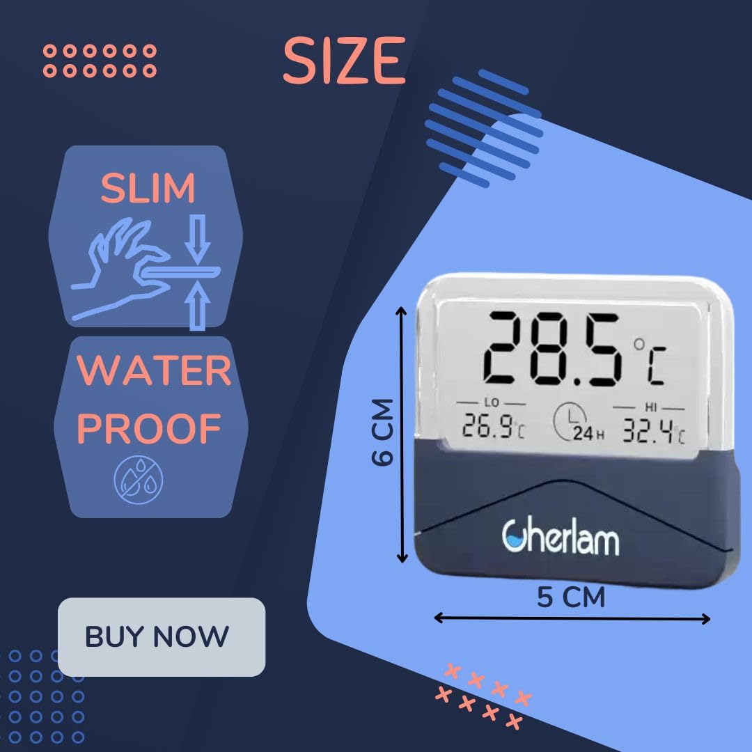 Cherlam Aquarium Digital External Stick On Thermometer For Aquarium Fish Tank