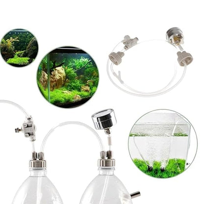 Petzlifeworld DIY CO2 Generator System Kit, DIY CO2 Aquarium Regulators, CO2 Accessories with Tube Valve Gauge Bottle Cap Kit for Aquarium Moss Plant (Baking soda+citric acid - Not Included)