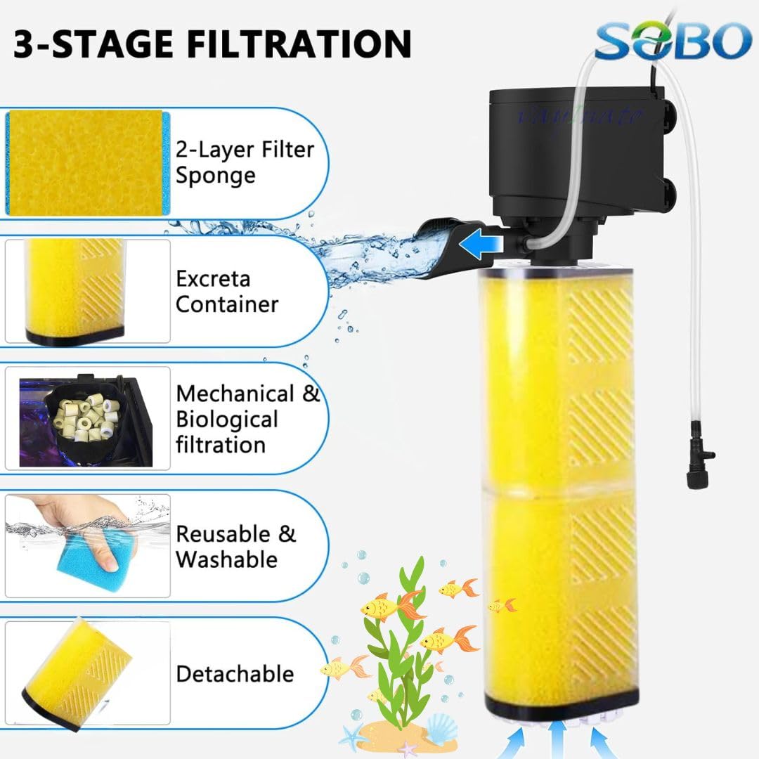 Sobo WP-4001 Aquarium Internal Filter | Power : 30W | F.Max : 3000 L/H | Upto 3 Ft Tank