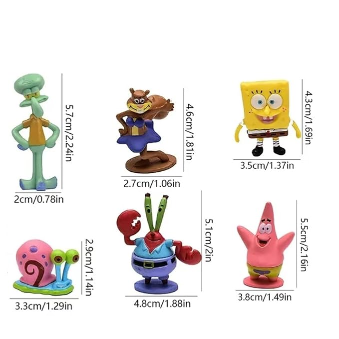 Petzlifeworld 6 Pcs Cute Spongebob Figure Model Aquarium Fish Tank Landscape Ornaments | Cute & Lifelike Ornaments for a Magical Underwater World