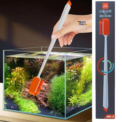 Qanvee MK-03 Mini Aquarium Fish Tank, Rock, Wood, Algea Cleaning Brush | Sponge Pad Scrubber for Cleaning Glass and Acrylic Fish Tank 30CM Long