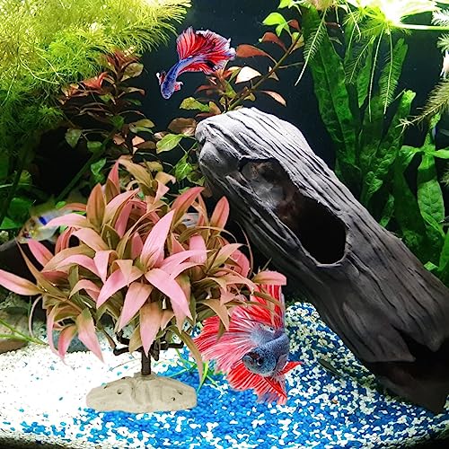 PetzLifeworld 7 Inch (18 * 18 * 18Cm) Pink with Green Bush Plastic Aquarium Plants for Fish Tank Ornament Natural Design Decorations (ST-1090)