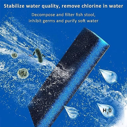 YEE 3 in 1 Activated Carbon Infused Blue Bio Chemical Sponge Filter Pad Media (50Cm*11Cm*2Cm) for Aquarium Top Filter | Easy Cut to Fit | Crystal Clear Water | Reusable Sponge