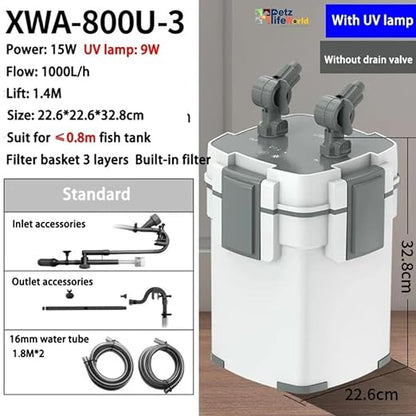 Sunsun Xiaoli New XWA 800 - 3 Stage Series Premium Aquarium Fish Tank External Cannister Filter