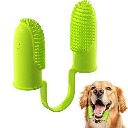 PetzLifeworld  1 Pcs (Double Finger-Random Color) Silicone Dog & Cat Finger Toothbrush | All-Around Dental Care for Dogs, Puppies & Cats