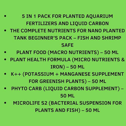 Aquatic Remedies Nano Planted Tank Aquarium Plant Fertilizer Beginner’s Pack (5 in 1 Value Pack)