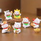 Petzlifeworld 6pcs Lucky Wealth Cat Model for Aquarium Decoration, Mini Cartoon Animal Figurine, Home Decor