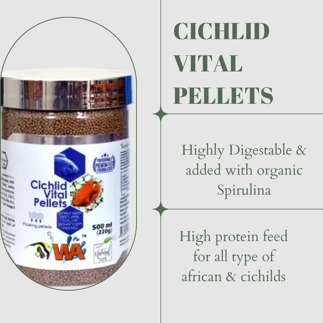 WA Cichild Vital Pellets Fish Food, 500ml (220G)