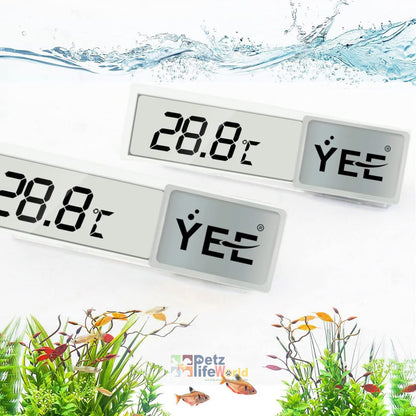 YEE Ultra Thin Rimmless Digital LED External Stick On Aquarium Fish Tank and Reptile Tank Thermometer | Slim | Compact | Accurate