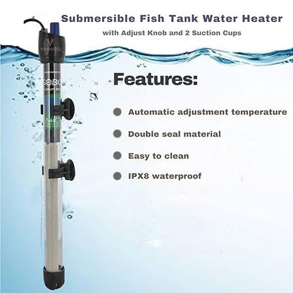 SOBO 200W Glass Submersible Aquarium Heater with Suction Cups