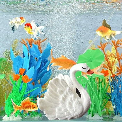 PetzLifeworld Mini Swan (4 * 4 * 3 Cm) Landscape Miniature Toys for Decoration, Fairy Garden Decorations Ornament Resin Craft White (Pack of 5)