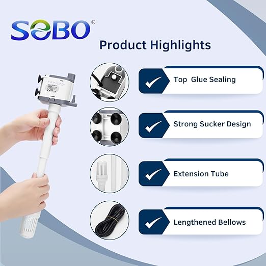 SOBO AQ Series Upgraded Version Aquarium White 3 in 1 Submersible Water Filter Pump Power Head