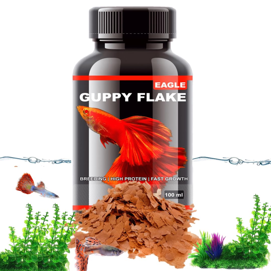 Eagle Guppy Flakes, 100ML | Breeding | High Protein | Fast Growth