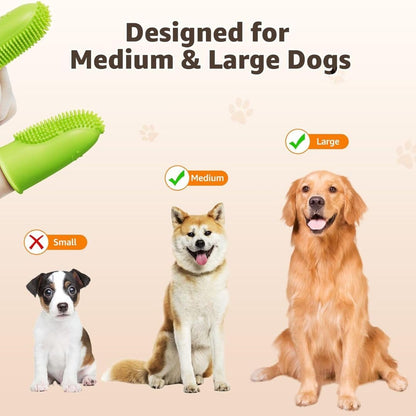 PetzLifeworld  1 Pcs (Double Finger-Random Color) Silicone Dog & Cat Finger Toothbrush | All-Around Dental Care for Dogs, Puppies & Cats