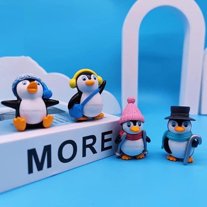 Petzlifeworld Small Natural Floating Penguin Decoration Miniature Aquarium Treasure Chest Hunter Figure Penguin Model Toy Household PVC Material Fish Tank Supplies