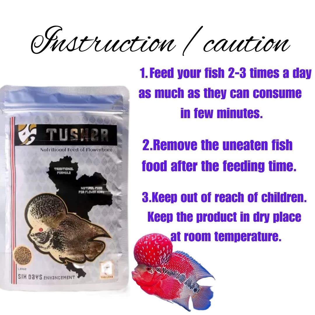 Tusker Nutritional Feed of Flowerhorn Fish Food (Original) Pouch, 100G