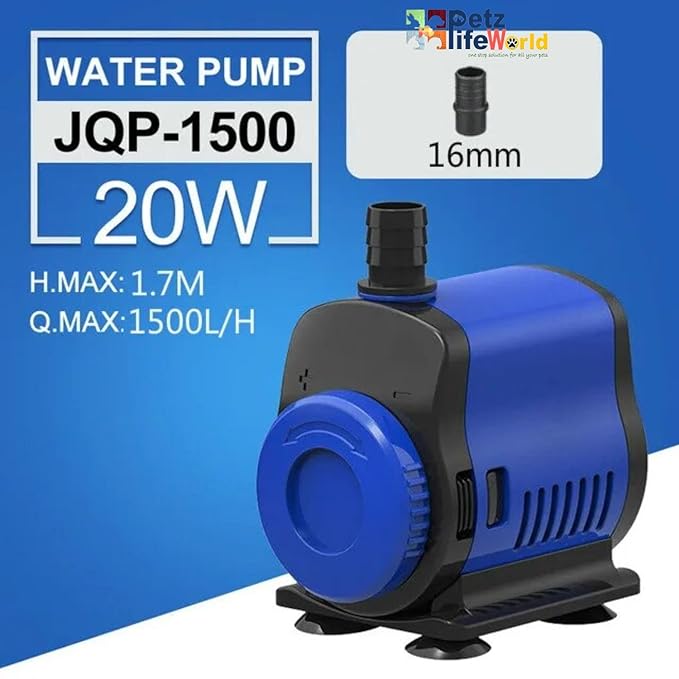 Sunsun JQP Series Aquarium Submersible Pump Power Head with Bottom Mount Suction (JQP-1500 | 20W | 1500L/Hr | Lift 1.7 Meter Height)