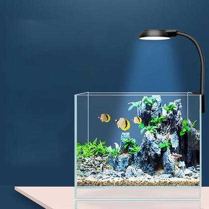 PetzLifeworld 6W Black High Brightness 360 Degree Flexible Clip On Light Aquarium Fish Tank and Bowl Light Suitable Upto 45Cm Tank