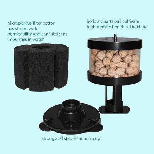 Aquarium Sponge Filter Fish Tank Sponge Filter Submersible Foam Filter Internal Filter with Quartz Balls for Fish Tank 10-40 Gallon