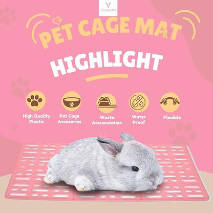 2 Pcs (34 * 25 Cm) Pet Cage Mat for Rabbit, Guinea Pig, Hamster – Waterproof Plastic Feet Pads | Non-Slip Resting Floor Mats for Cats, Dogs, Bunny | Water Proof | Easy to Clean Cage Pads