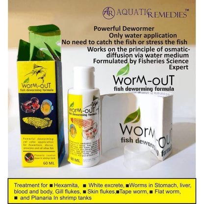 Aquatic Remedies Worm-Out Fish Deworming Formula, 60ML for Flower Horn, Discus, Arowana and All Other Fish