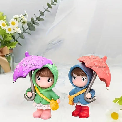 Petzlifeworld 2 Pcs Small Umbrella Boys for Fish Tank Decoration, Cute Umbrella Boys with Thin Line and Suspended Ball Fish Tank Decor for Aquarium Landscape Decor