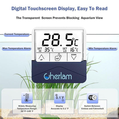 Cherlam Aquarium Digital External Stick On Thermometer For Aquarium Fish Tank